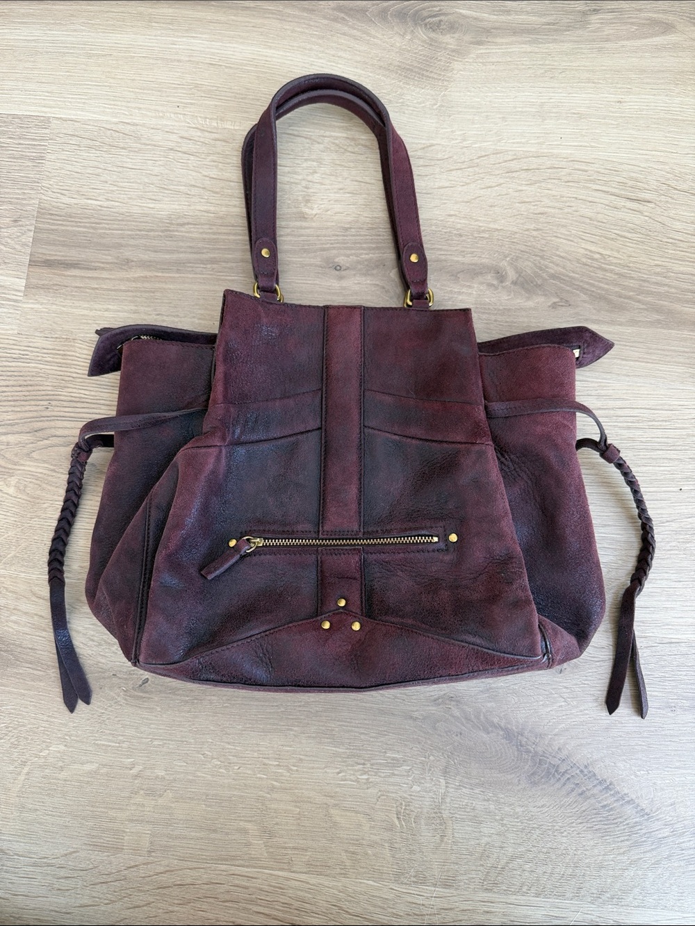 Jerome Dreyfus’s Anatole Leather Tote Bag in Dark Burgundy